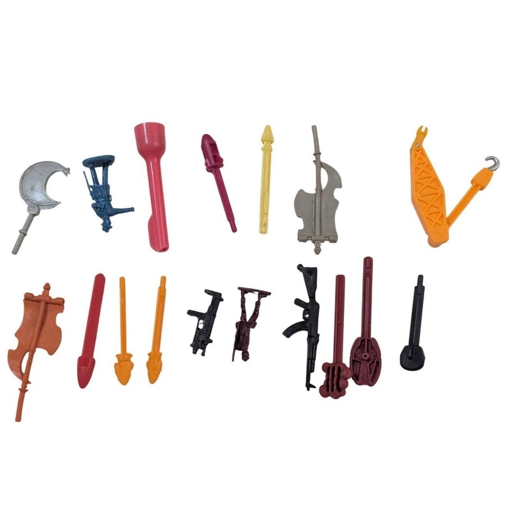Vintage Mixed Action Figure Accessories Weapons Lot Axes Guns Missiles Parts